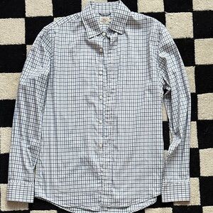Faherty Men's White, Gray, and Blue Plaid Shirt | S